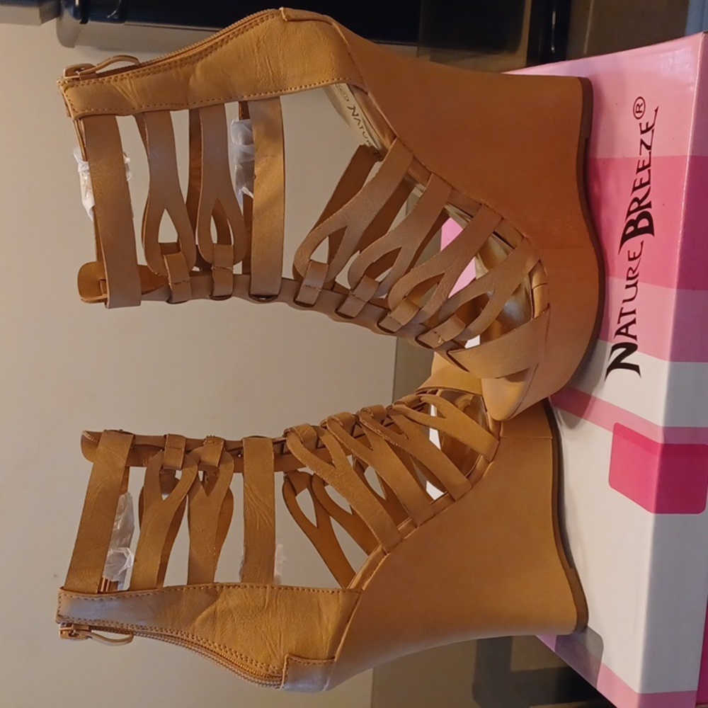 Nature Breeze Bangkok-01 Peep Holes  Open Toe Sandals, Camel, 6, & 8.